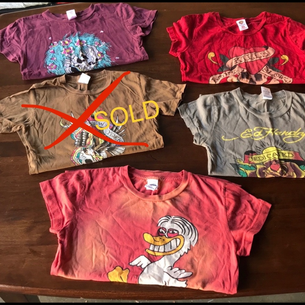 Ed Hardy Graphic T-Shirts (XS-M, Sold Separately)